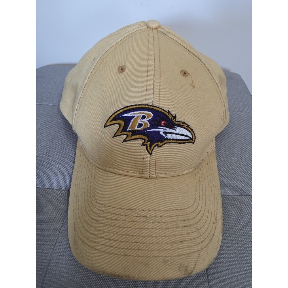 Vintage Baltimore Ravens Beige Tan Beige Mens NFL Game Day Strapback Dad Hat Cap